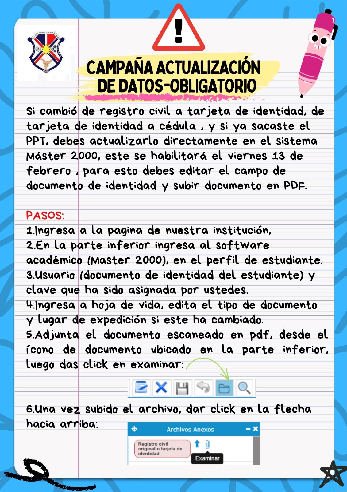 ACTUALIZACION DE DATOS EN EL MATER 2000